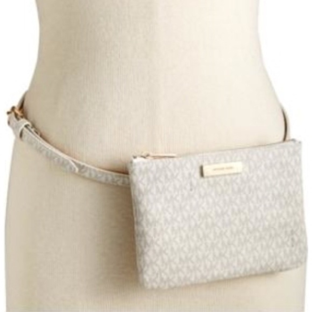 Michael Kors White Belt Bag with Gold Detailing